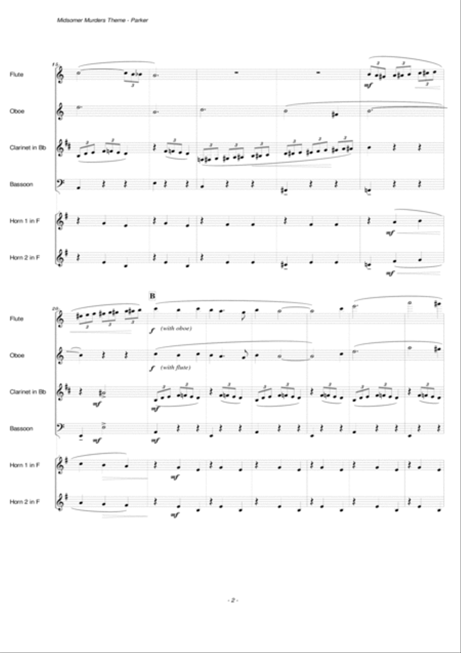 Midsomer Murders (main Title/cues) Woodwind Ensemble scores gallery preview page 3
