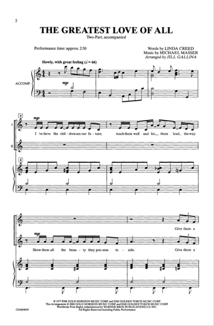 The Greatest Love of All The Greatest Love of All Choir scores gallery preview page 1