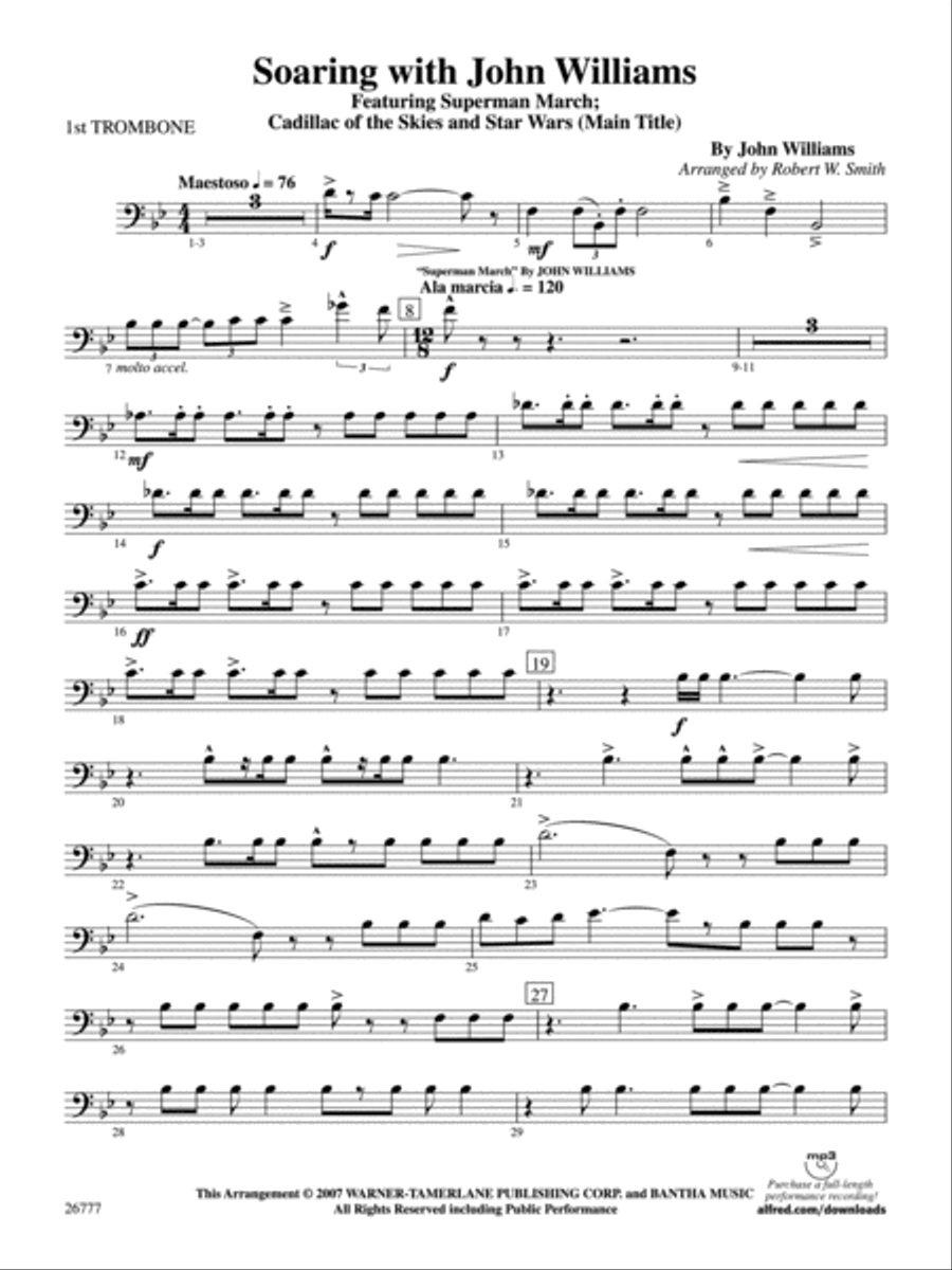 Soaring with John Williams: 1st Trombone Concert Band scores gallery preview page 1