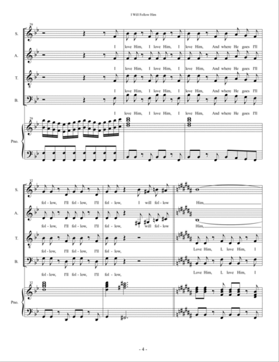 I Will Follow Him (i Will Follow You) 4-Part scores gallery preview page 4