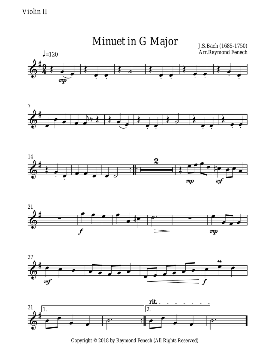 Minuet in G Major - J.S.Bach - String Quartet String Quartet scores gallery preview page 4
