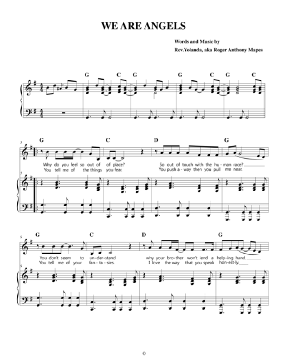 We Are Angels Unison Choir scores gallery preview page 1
