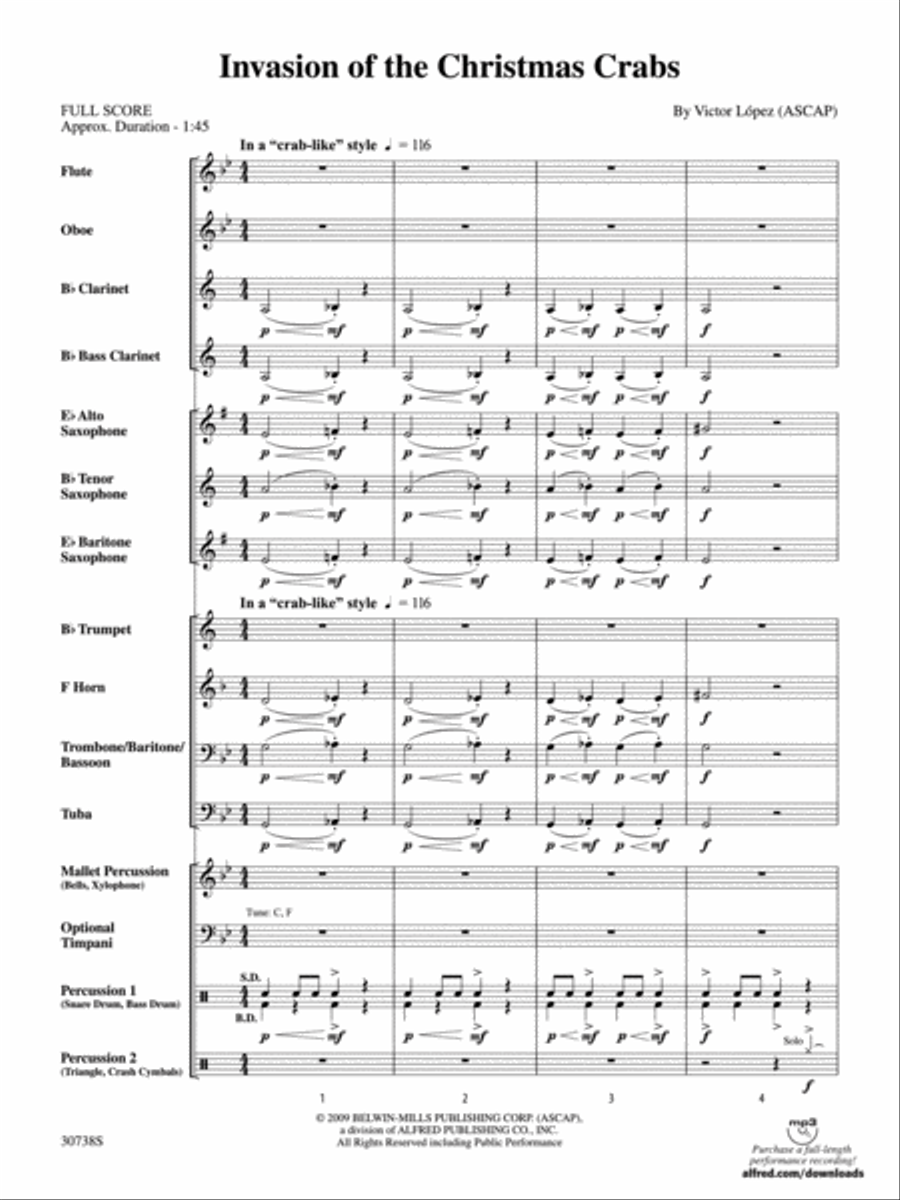 Invasion of the Christmas Crabs Concert Band scores gallery preview page 2