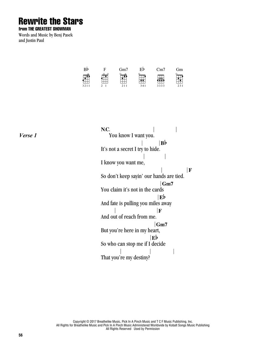 Rewrite The Stars (from The Greatest Showman) Ukulele scores gallery preview page 1