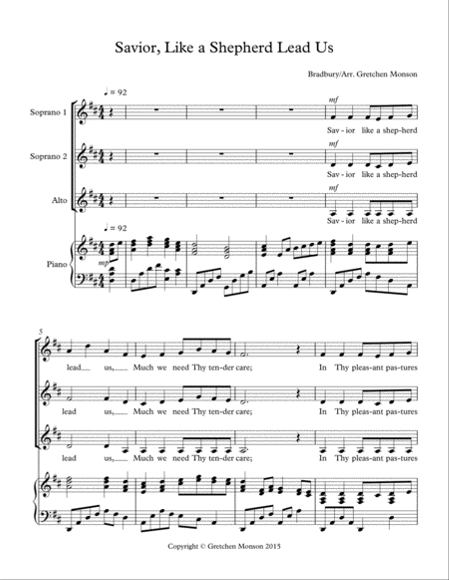 Savior, Like a Shepherd Lead Us SSA scores gallery preview page 2