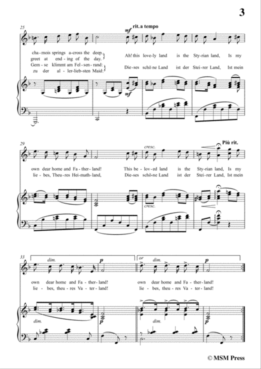 Bantock-Folksong,From the mountain's height(Hoch vom Dachstein),in F Major,for Voice and Piano Voice Solo scores gallery preview page 5