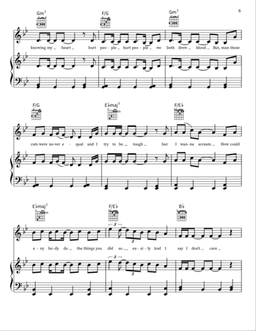 The Grudge Piano, Vocal, Guitar scores gallery preview page 6