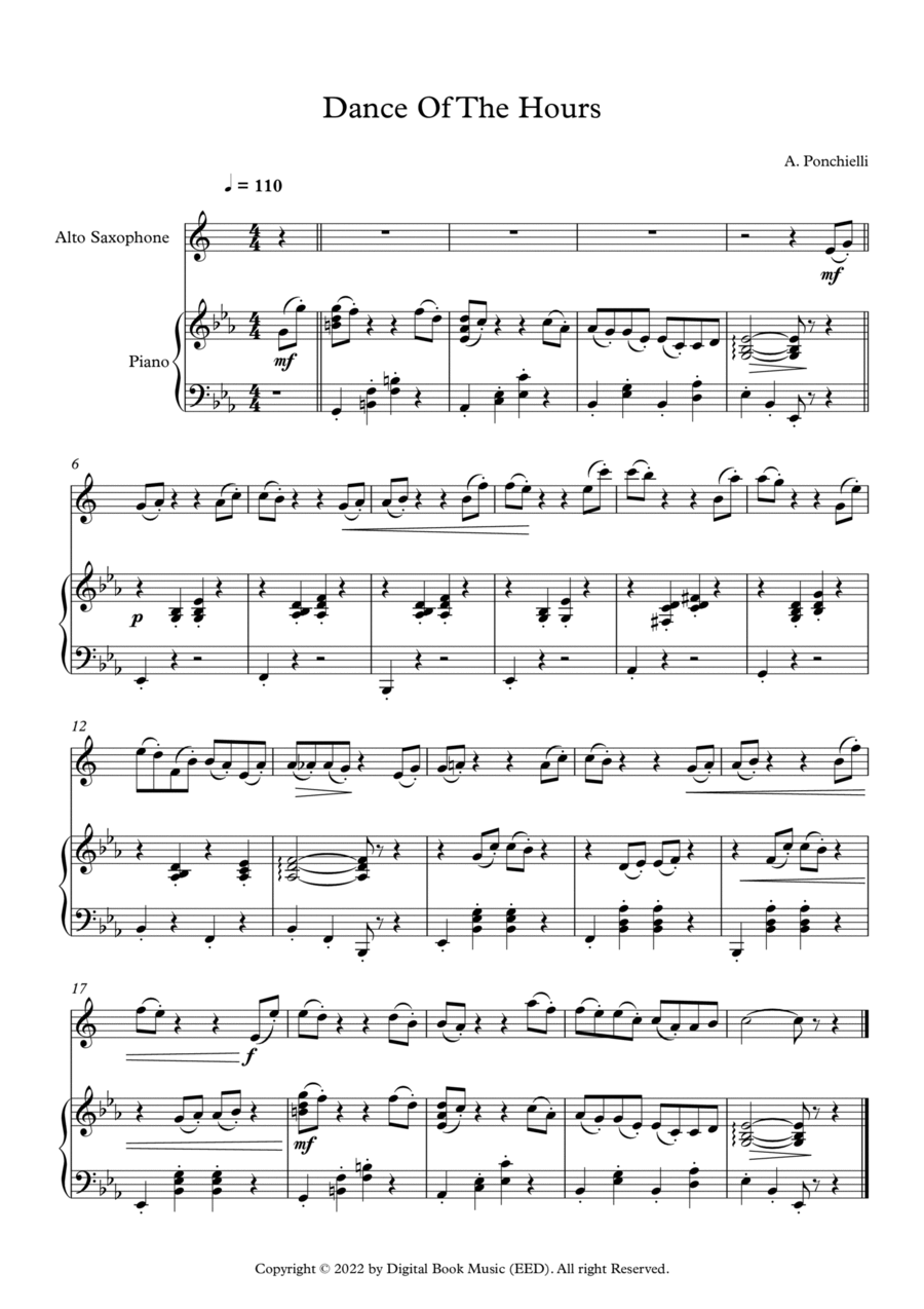 Dance Of The Hours - Amilcare Ponchielli (Alto Sax + Piano) Alto Saxophone scores gallery preview page 1