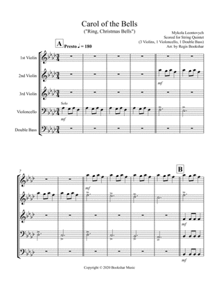 Carol of the Bells (F min) (String Quintet - 3 Violin, 1 Cello, 1 Bass)