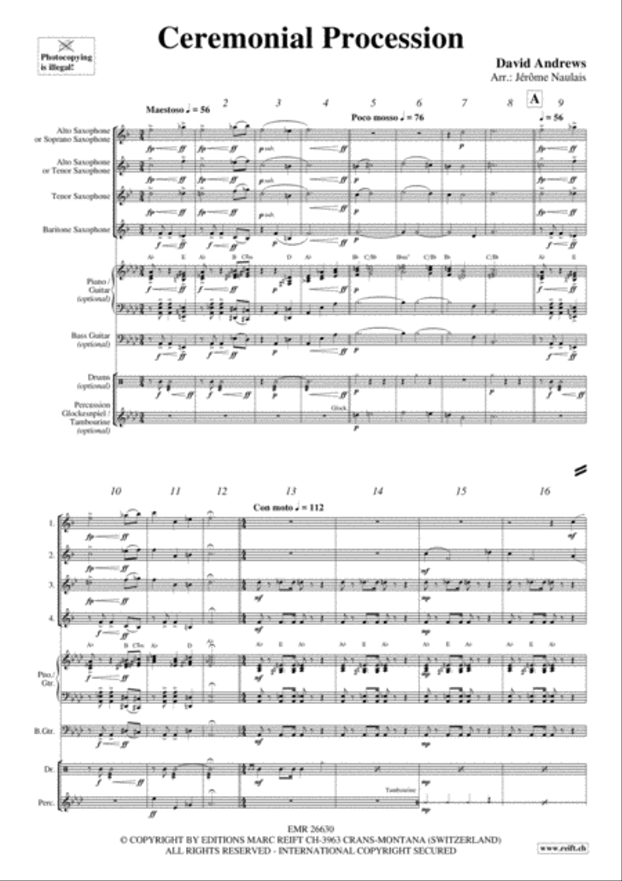 Ceremonial Procession Saxophone Ensemble scores gallery preview page 3