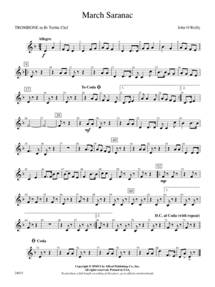 March Saranac: (wp) 1st B-flat Trombone T.C.