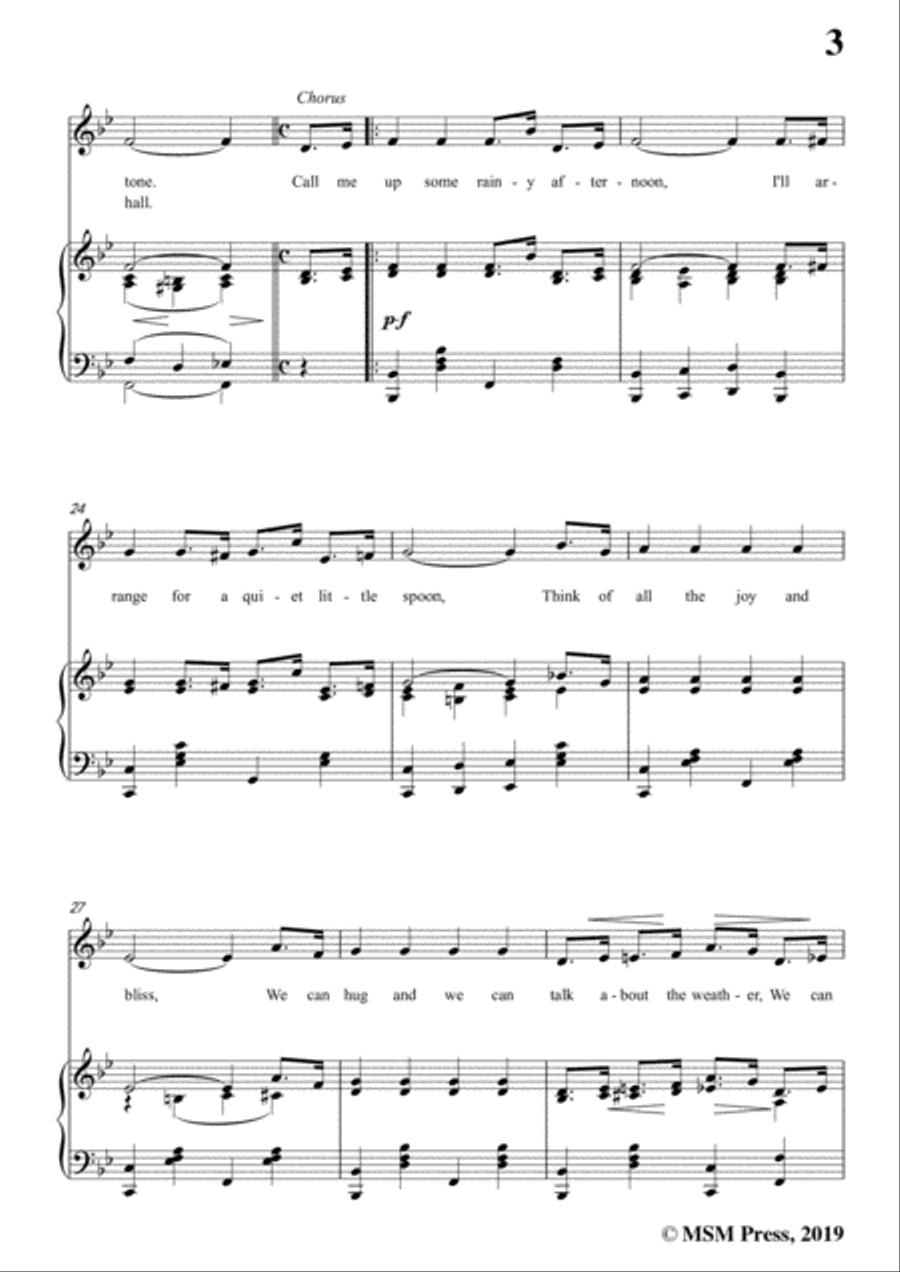 Irving Berlin-Call Me Up Some Rainy Afternoon,in B flat Major,for Voice&Piano Voice scores gallery preview page 5