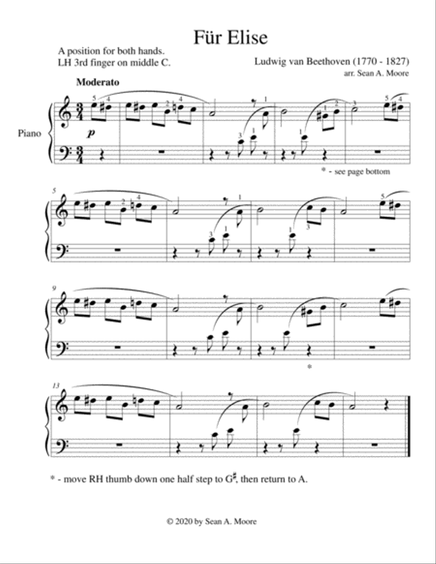 Für Elise for Beginners Easy Piano scores gallery preview page 1
