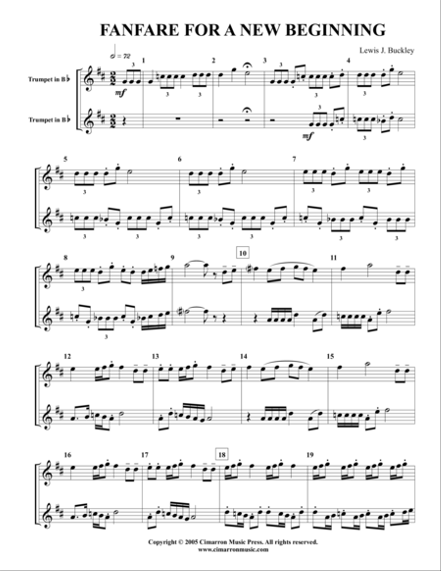 Fanfare for a New Beginning Brass Duet scores gallery preview page 3