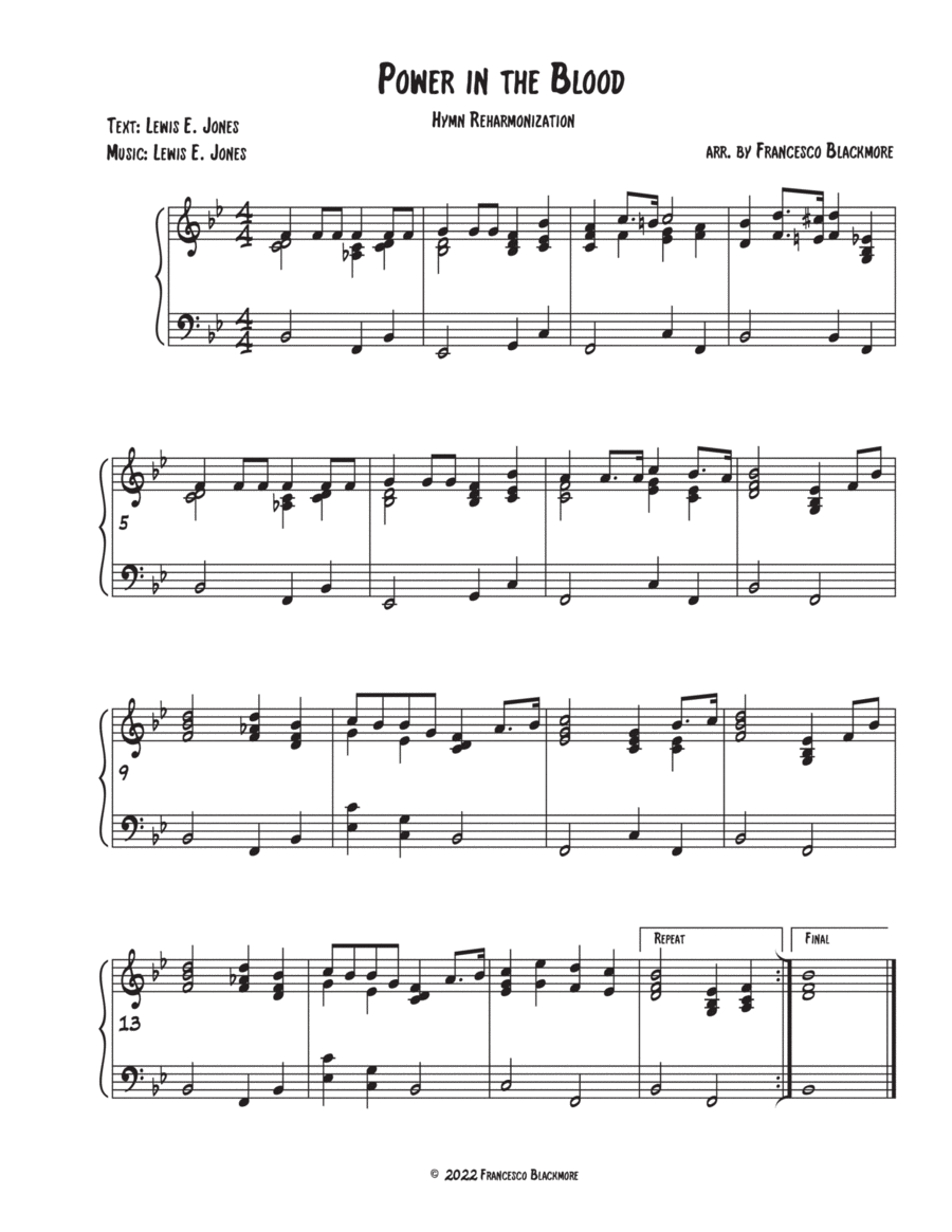 Power in the Blood (Hymn Reharmonized) Piano Solo scores gallery preview page 1