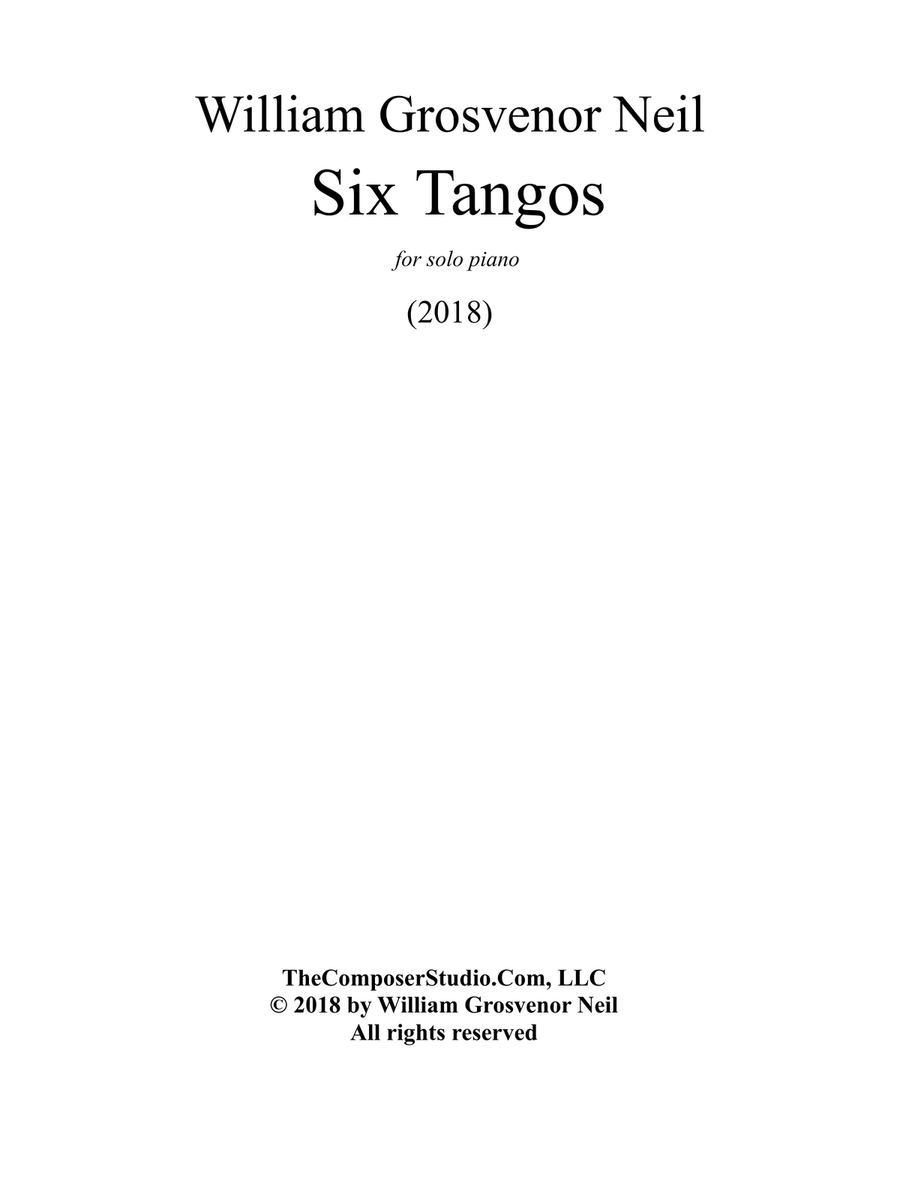Six Tangos for Piano Solo Piano Solo scores gallery preview page 2