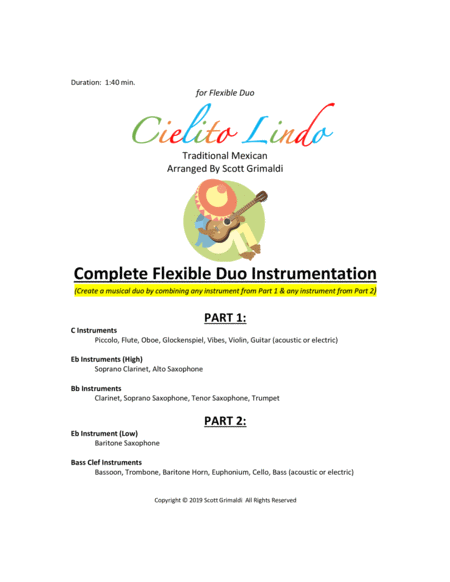 Cielito Lindo - for Flexible Duo (C, Eb, Bb & Bass Clef Instruments) image number null
