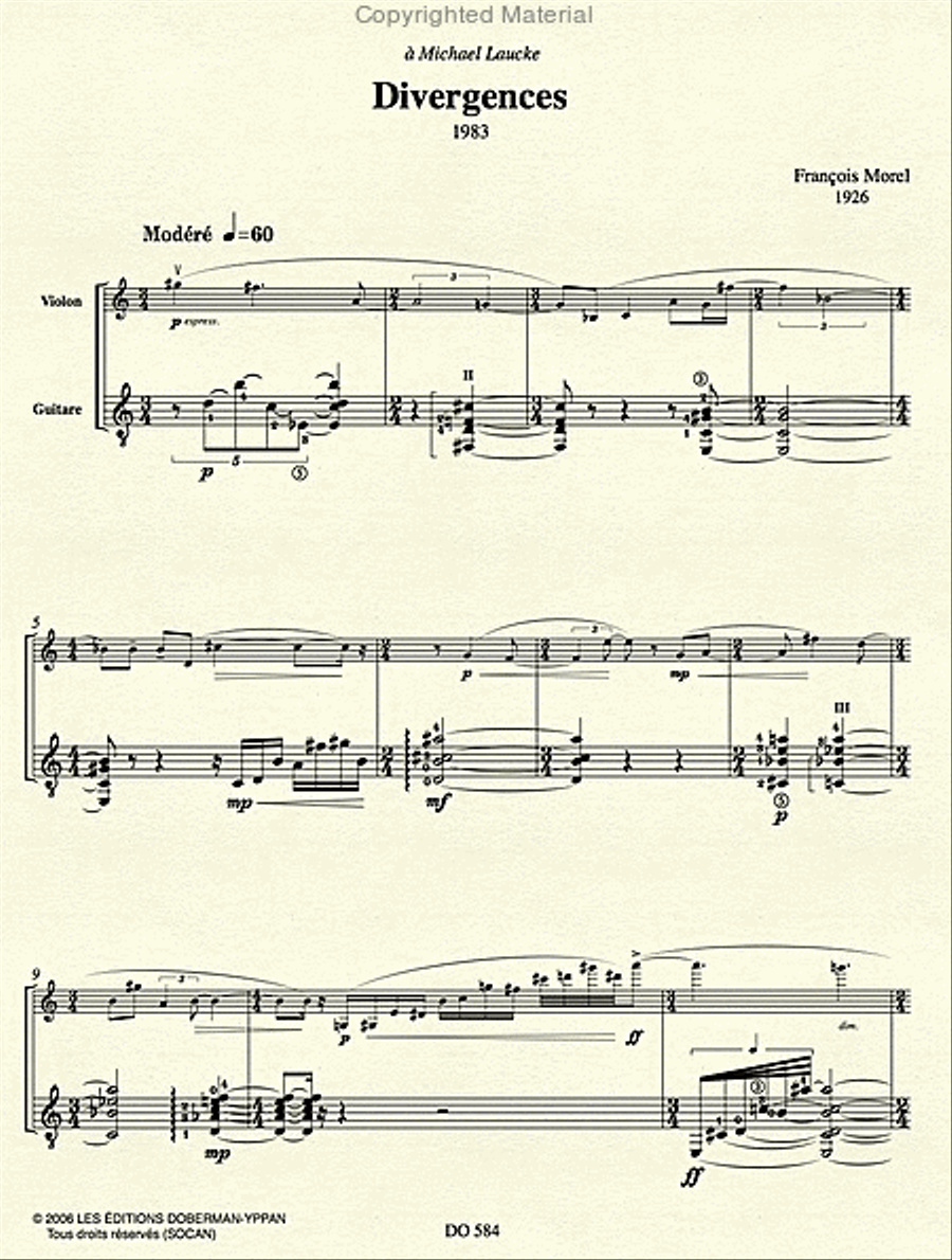 Divergences (vln / guit.) Violin scores gallery preview page 2