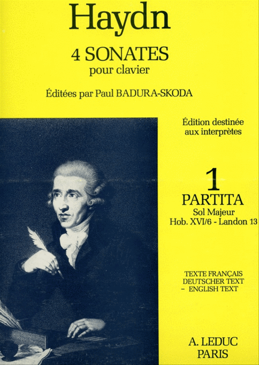 Haydn 4 Sonatas Volume 1 In G Major Hob 16/6 Piano Book English