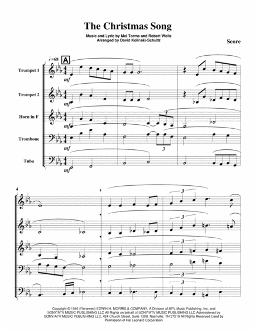 The Christmas Song (Chestnuts Roasting On An Open Fire) Brass Ensemble scores gallery preview page 3
