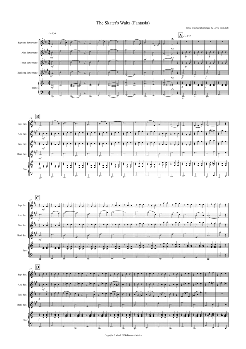 The Skater's Waltz (Fantasia) for Saxophone Quartet image number null