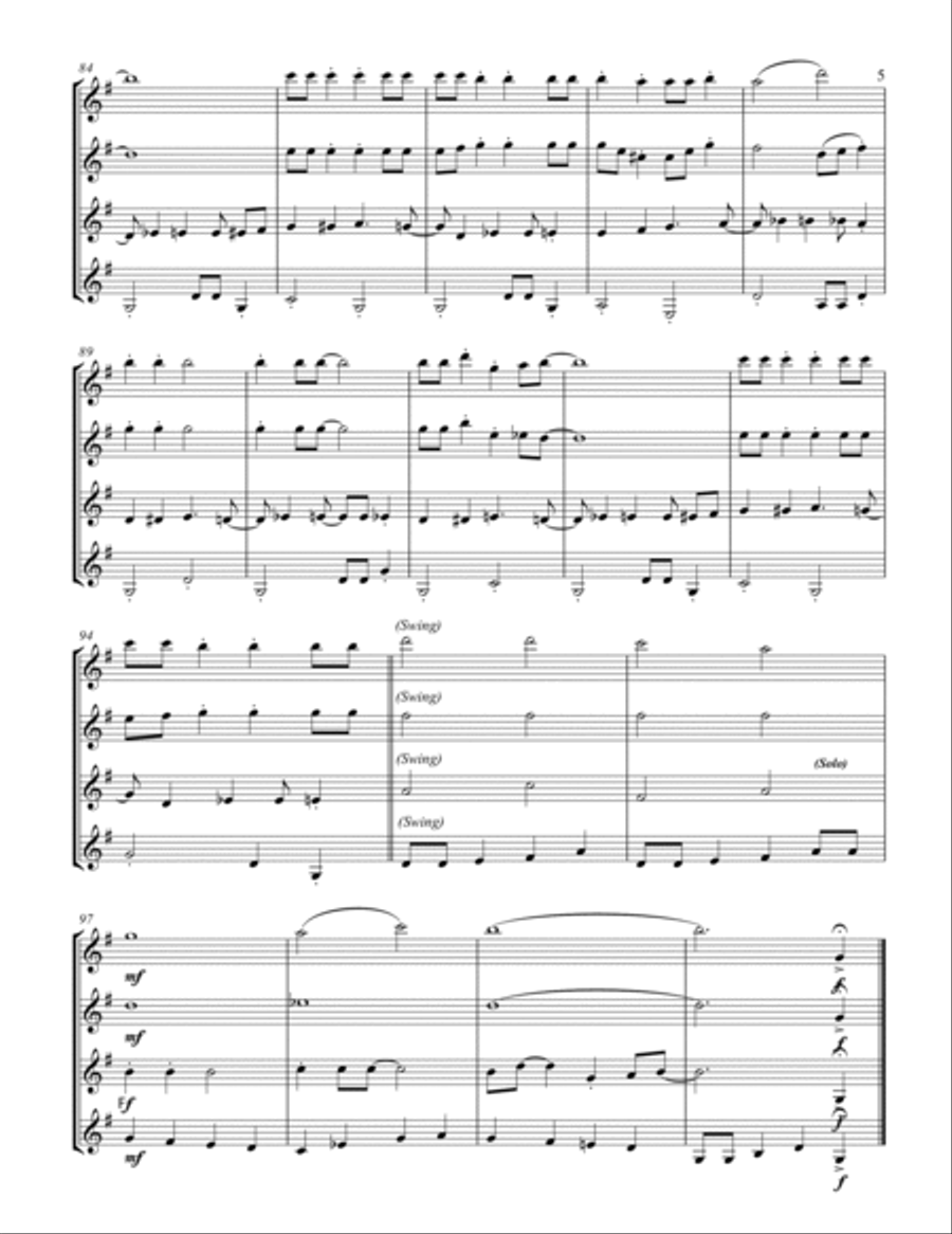 Jingle Bells (for Clarinet Quartet) Clarinet Quartet scores gallery preview page 6