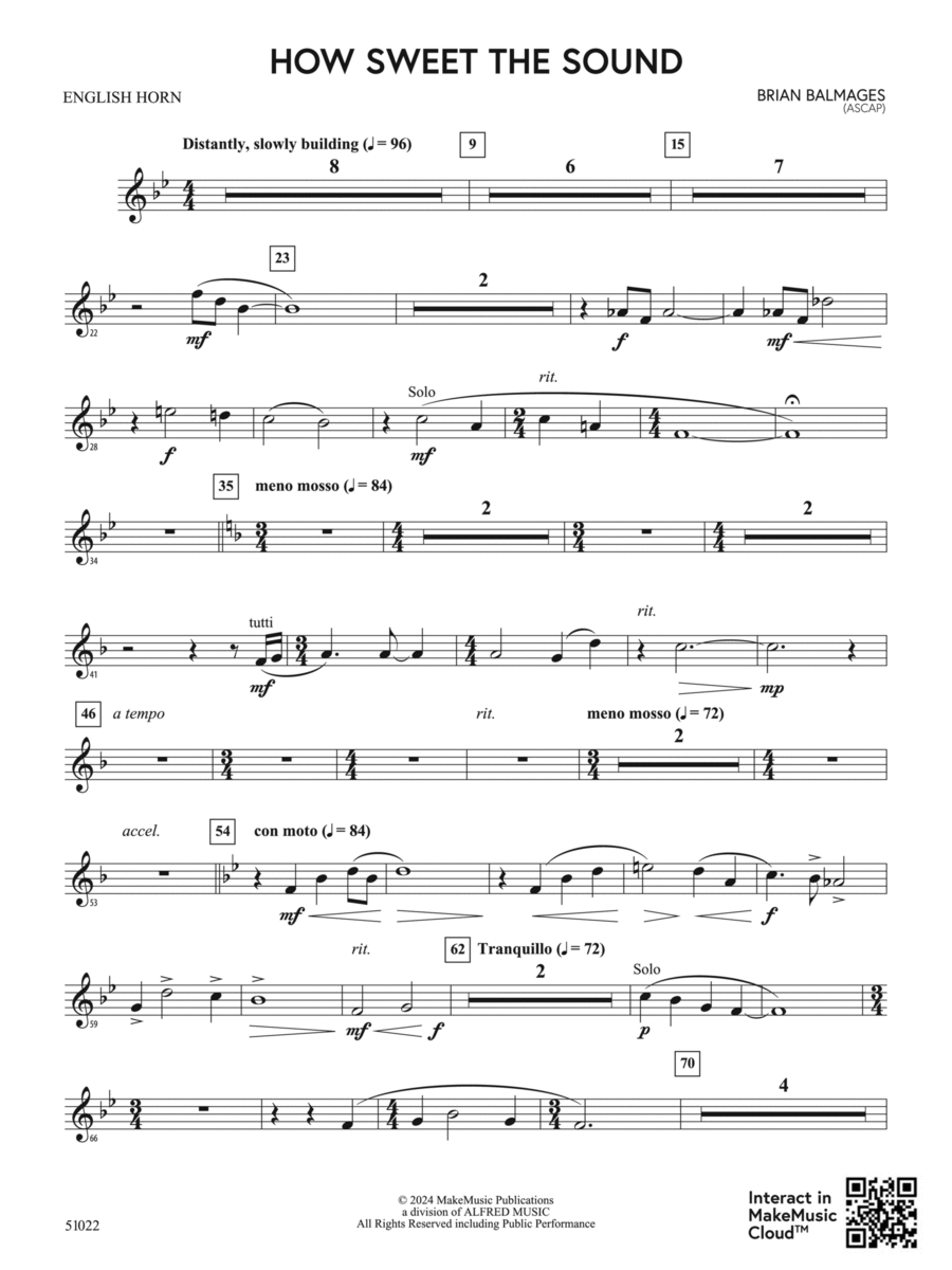 How Sweet the Sound: English Horn Concert Band scores gallery preview page 1