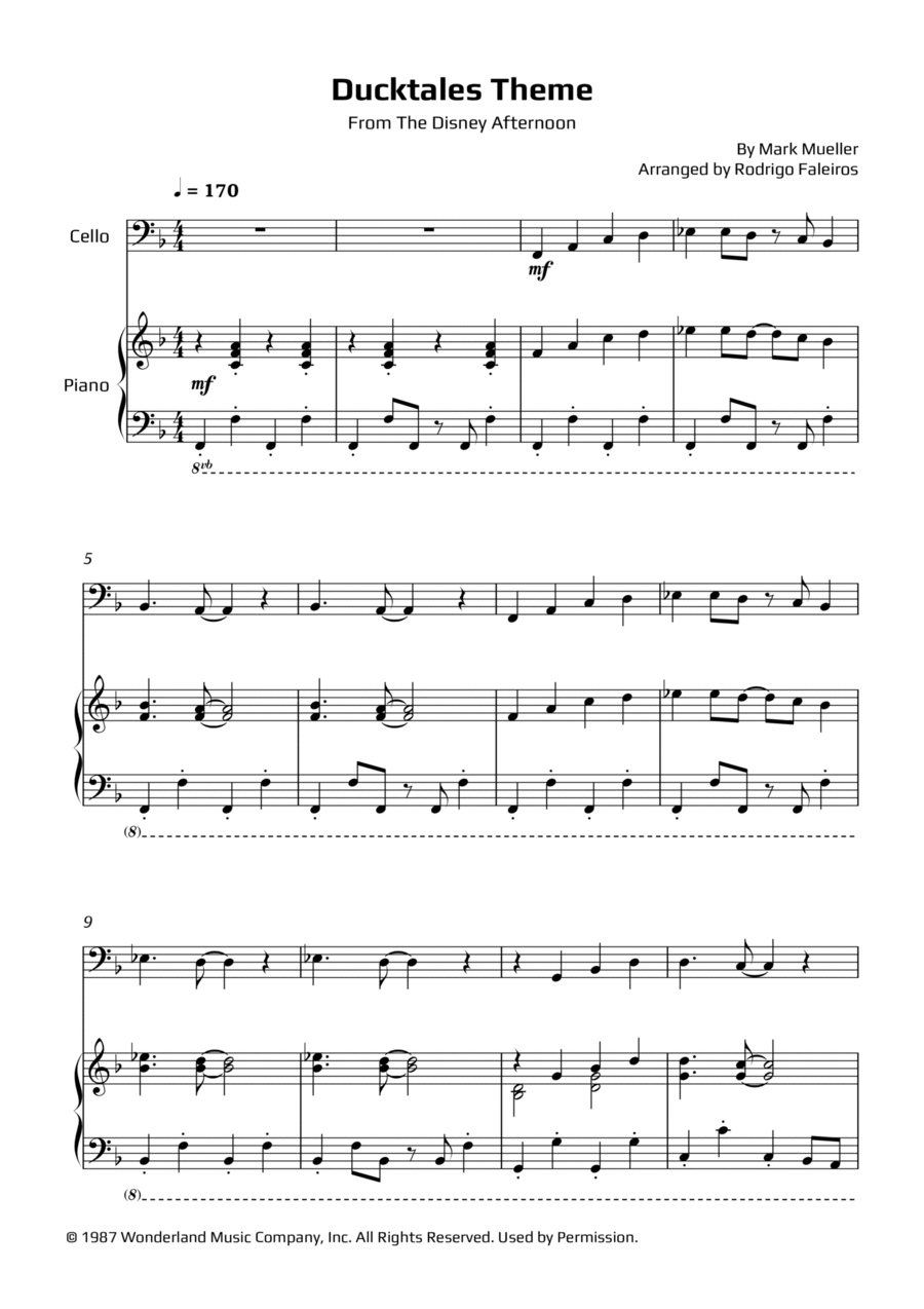 Ducktales Theme Piano scores gallery preview page 1