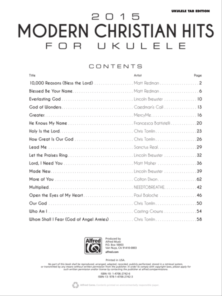 2015 Modern Christian Hits for Ukulele Ukulele scores gallery preview page 2