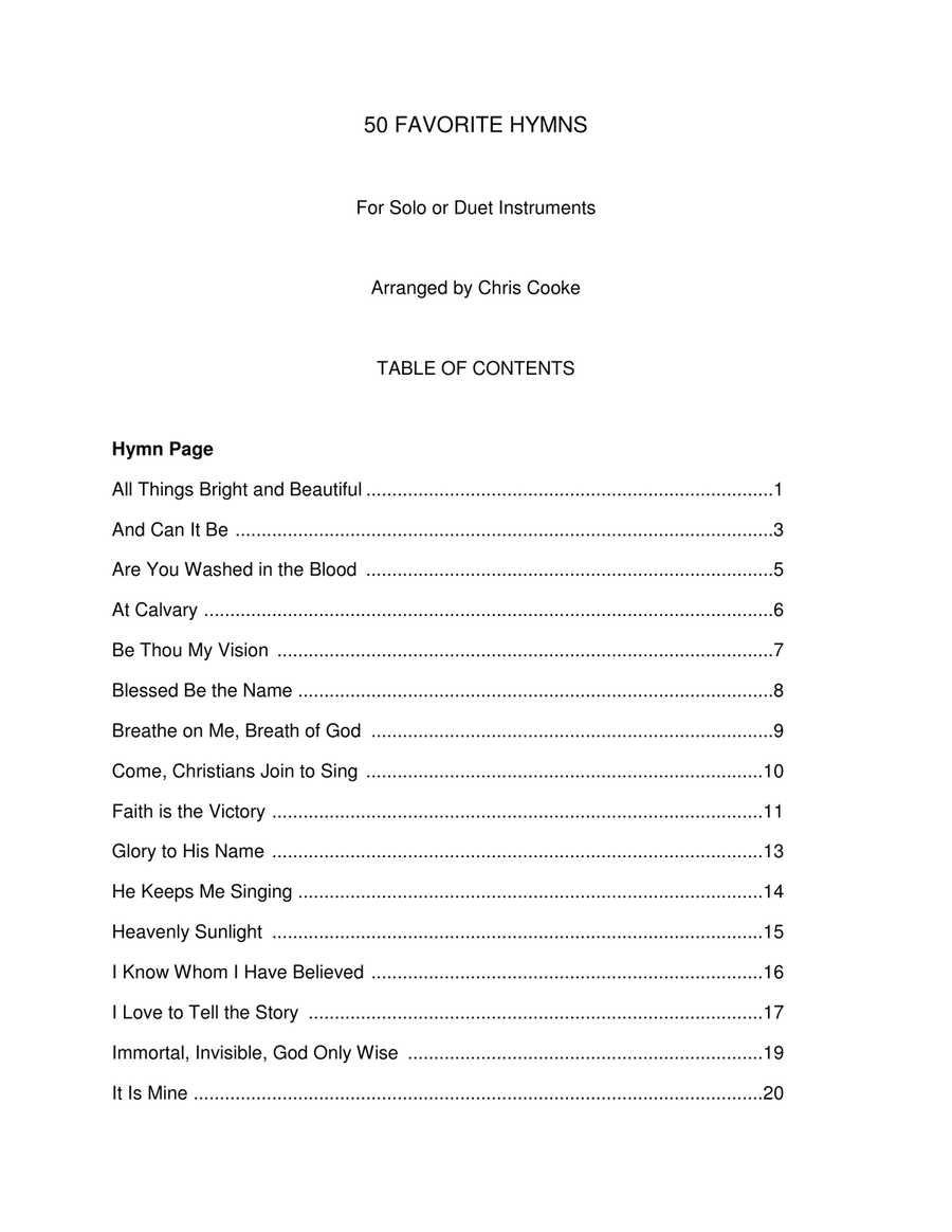 50 Favorite Hymns for Solo and Duet Instruments, French Horn Brass Duet scores gallery preview page 1