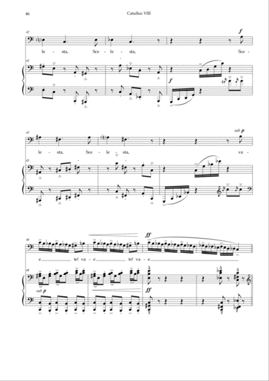 Scelesta, Vae Te, from trio cantata 'Catullus VIII' Bass Voice scores gallery preview page 5