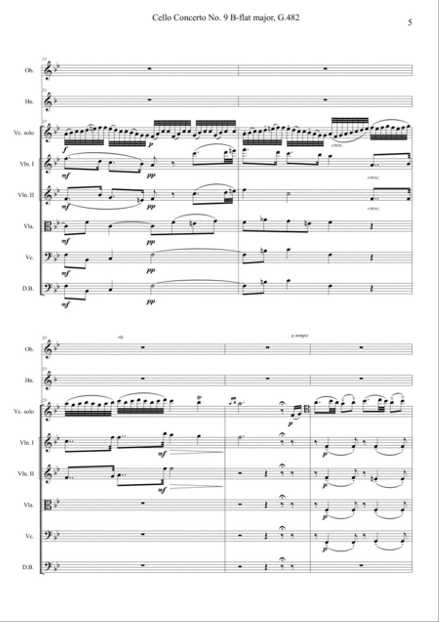 Cello Concerto No. 9 B flat major, G.482 1st Movement Orchestra scores gallery preview page 5