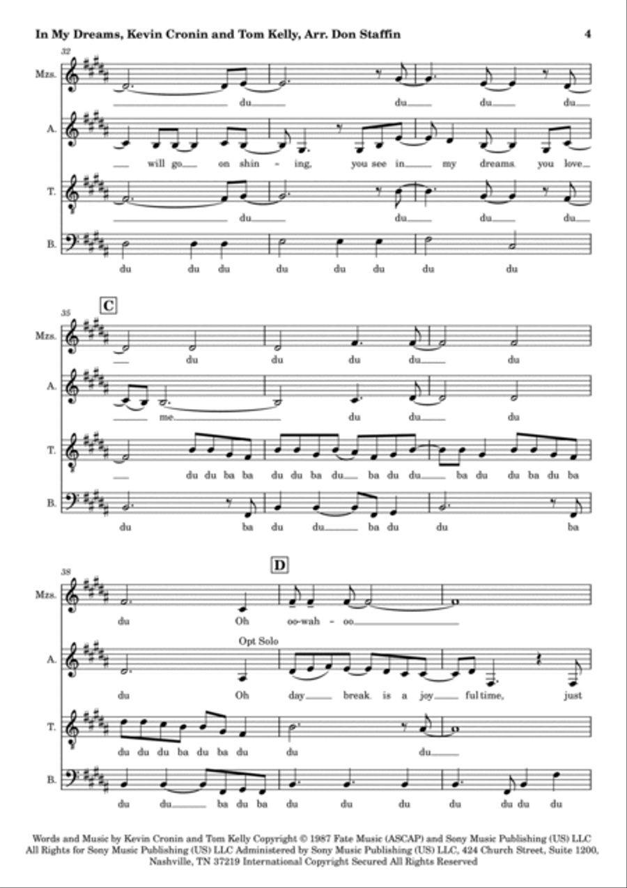 In My Dreams In My Dreams 4-Part scores gallery preview page 4
