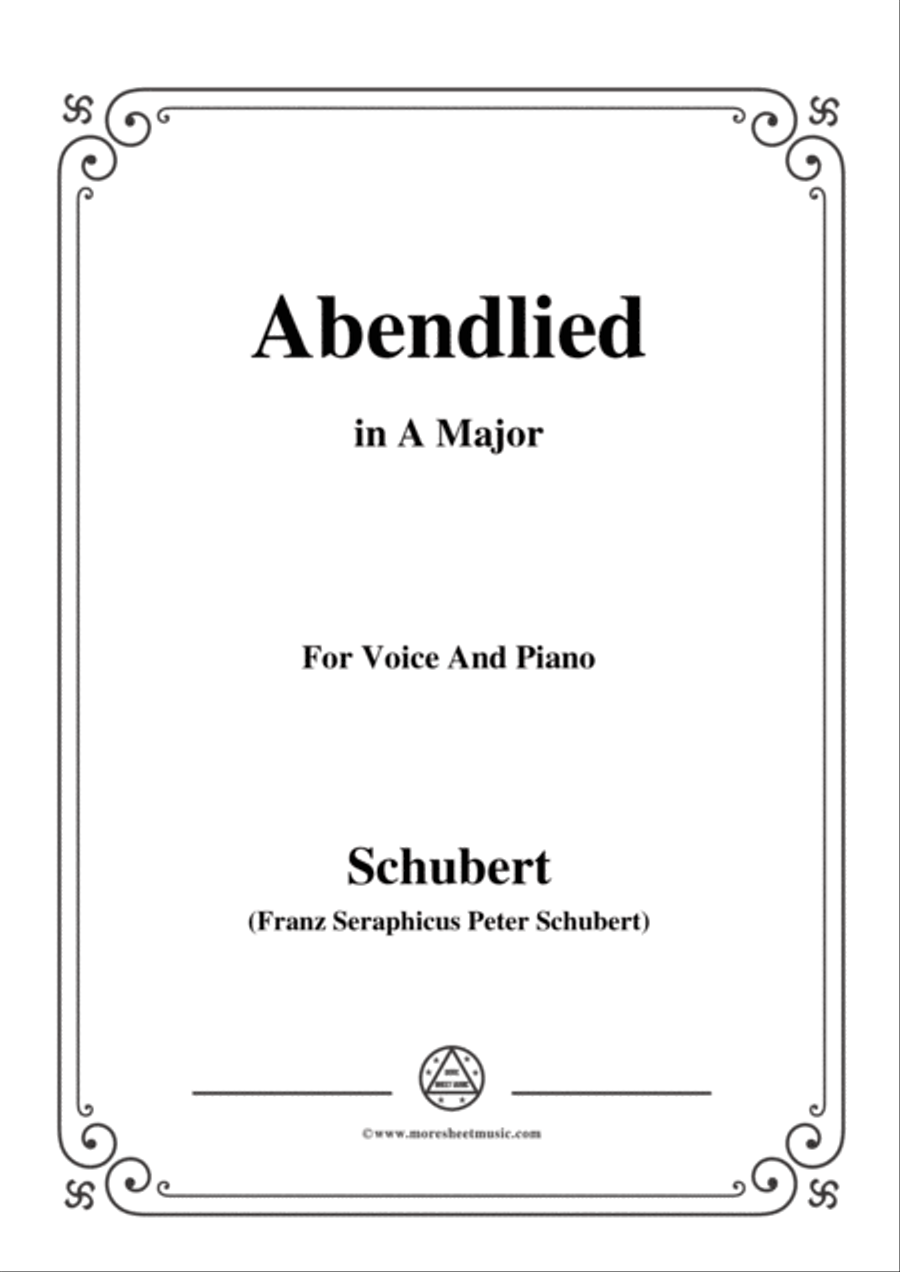 Schubert-Abendlied (Claudius),in A Major,for Voice and Piano Voice Solo scores gallery preview page 1