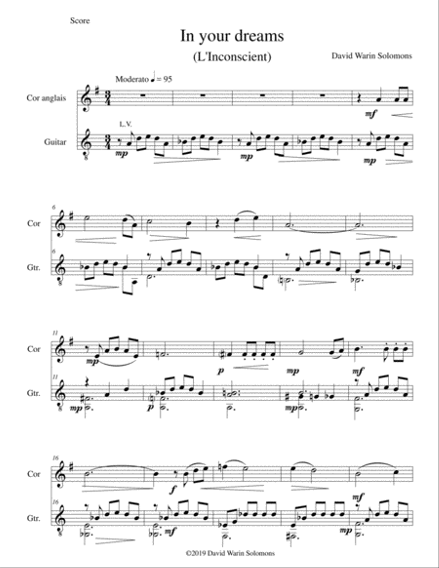 In your dreams (L'Inconscient) for cor anglais and guitar English Horn scores gallery preview page 1