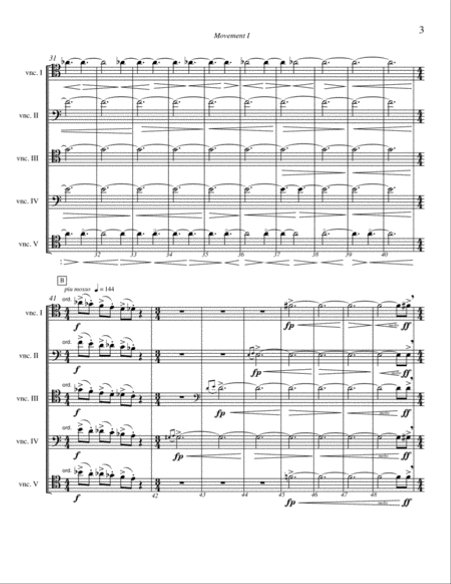 Three Movements for Cello Quintet (2007) Cello scores gallery preview page 5