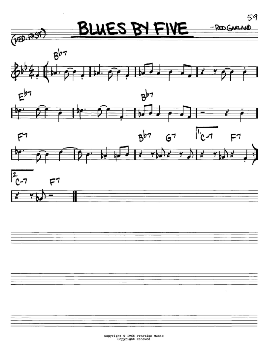 Blues By Five by Miles Davis - Piano - Digital Sheet Music