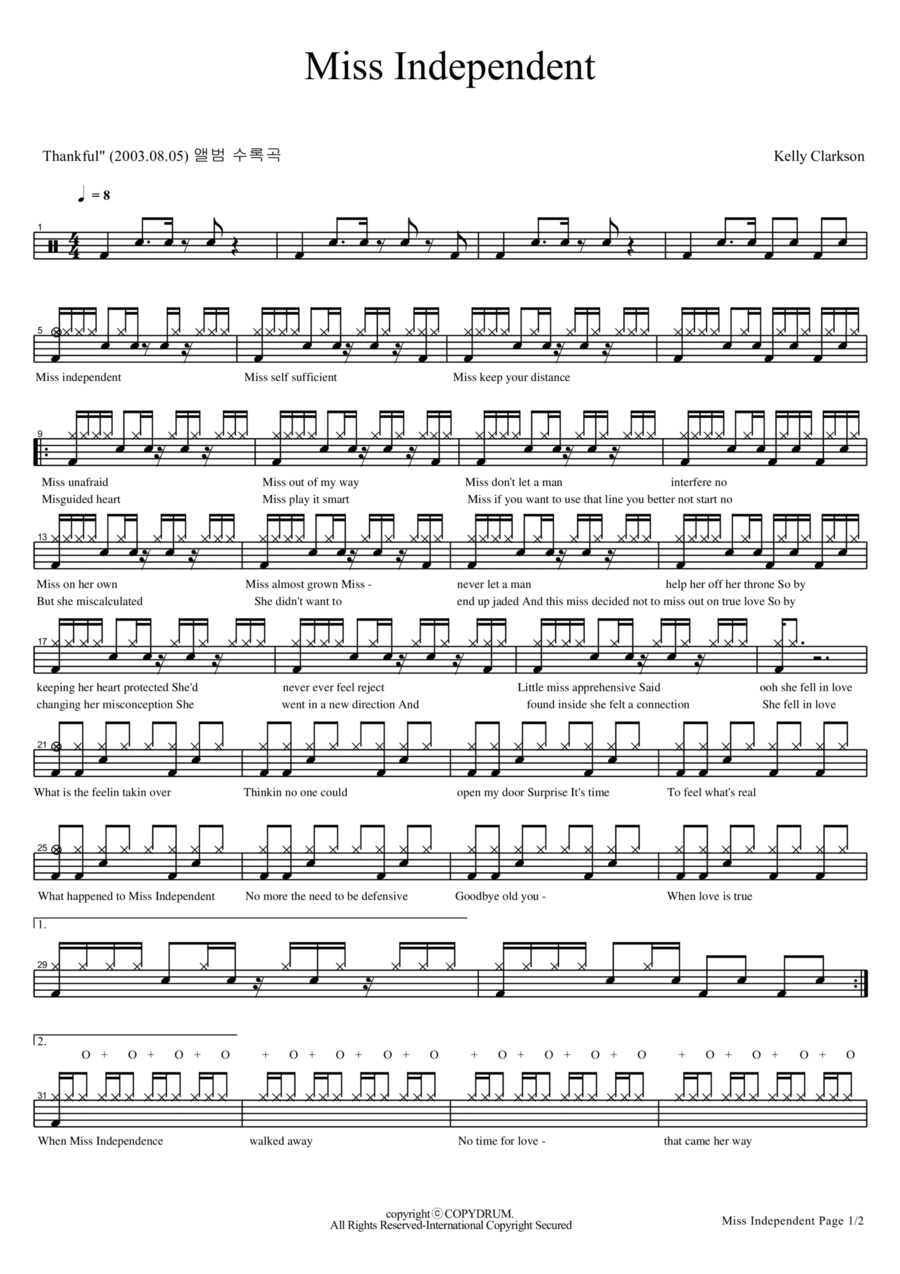 Miss Independent Miss Independent Drum Set scores gallery preview page 1