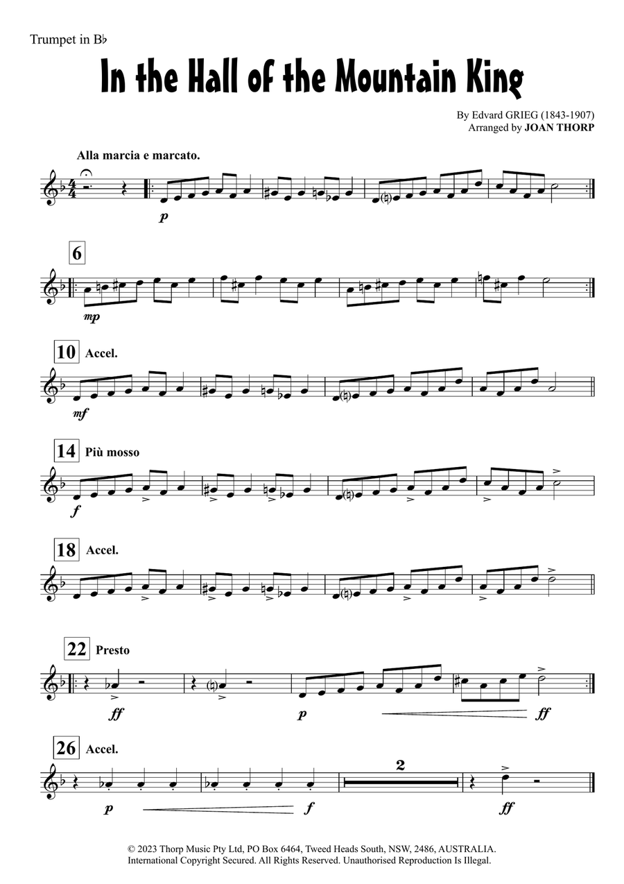 In the Hall of the Mountain King from Peer Gynt Suite B-Flat Trumpet scores gallery preview page 1