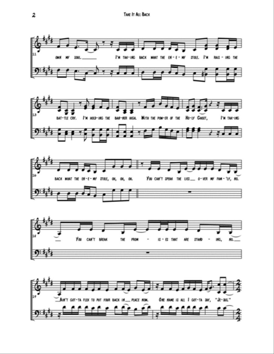 Take It All Back 4-Part scores gallery preview page 2