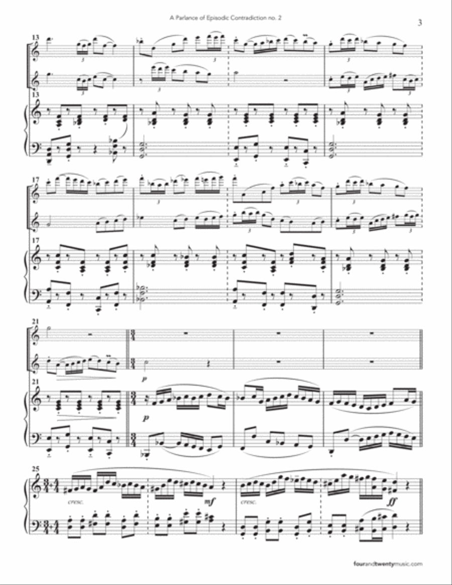 A Parlance of Episodic Contradiction 2, for flute soprano sax and piano Small Ensemble scores gallery preview page 3