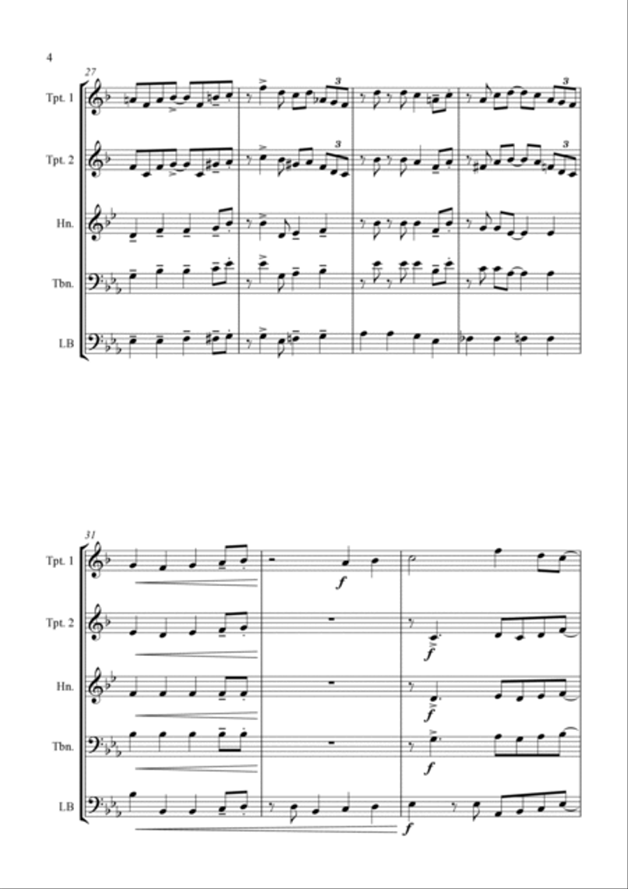 Here We Come A-Wassailing - Jazz Carol for Brass Quartet Brass Quartet scores gallery preview page 6