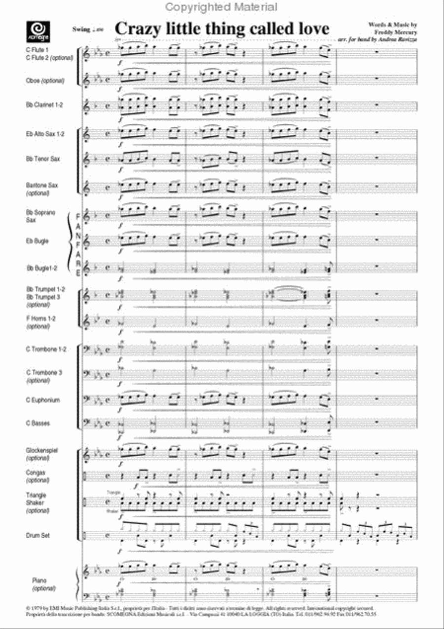 Crazy Little Thing Called Love Concert Band scores gallery preview page 3