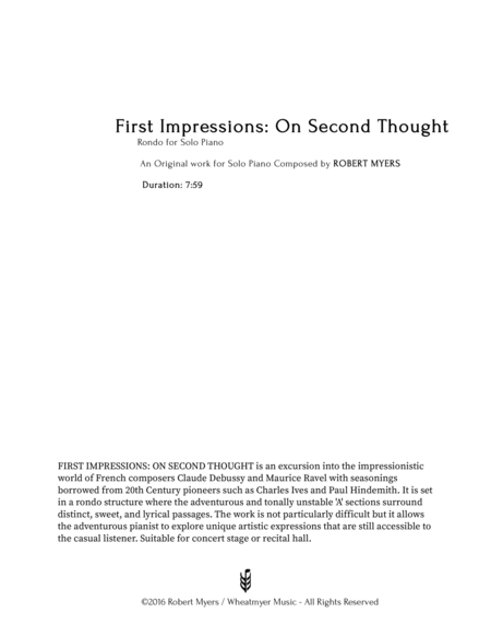 First Impressions: On Second Thought image number null