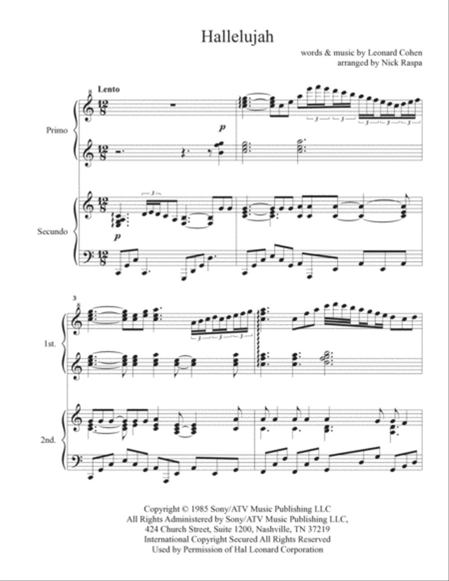 Hallelujah Hallelujah 1 Piano, 4-Hands scores gallery preview page 3