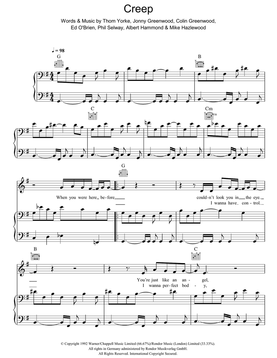 Creep Guitar scores gallery preview page 1