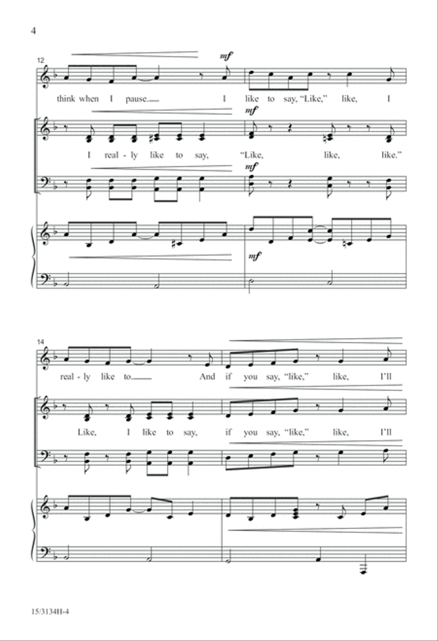 Like, I Like to Say Like 4-Part scores gallery preview page 4