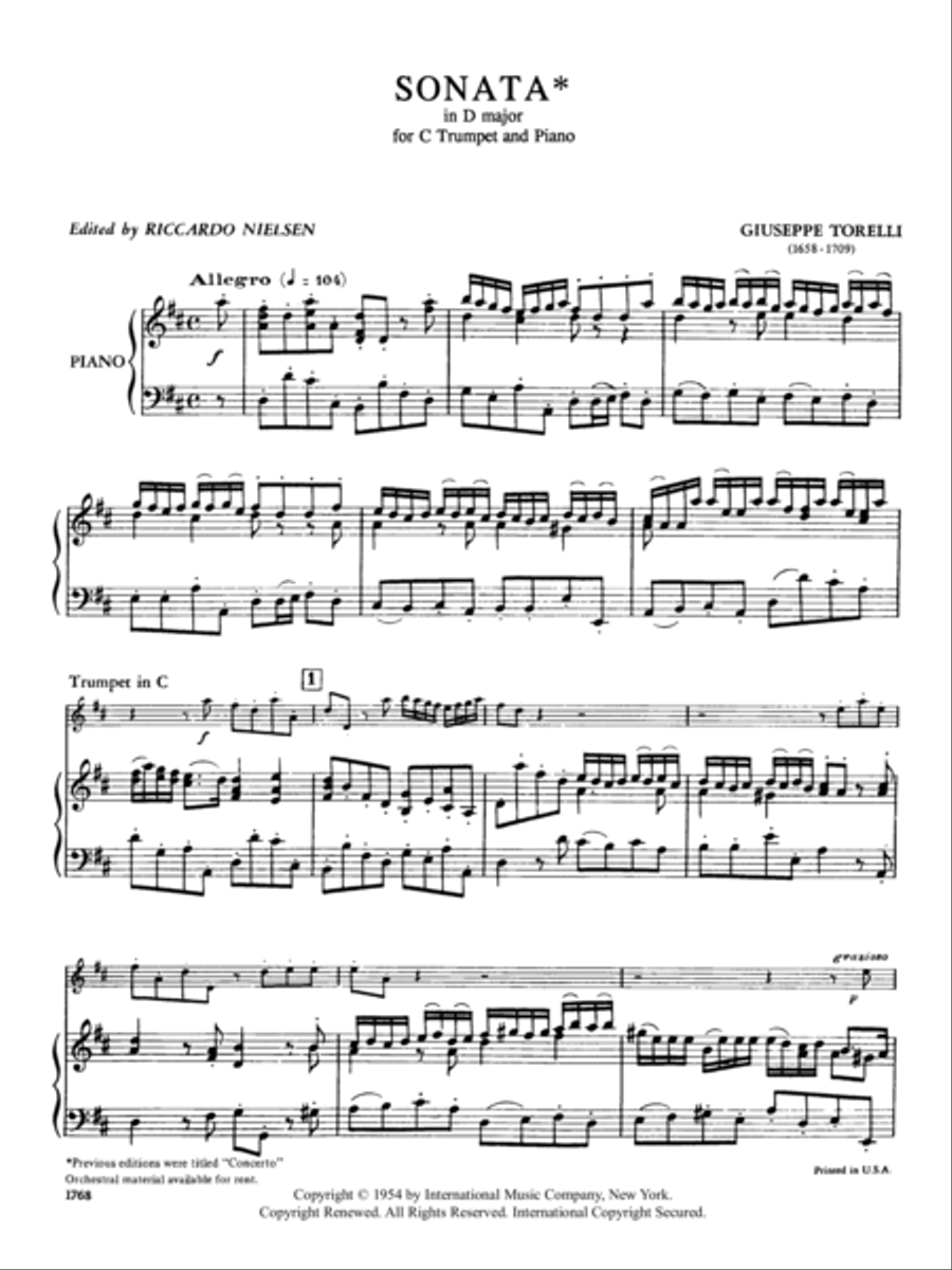 Sonata In D Major (Trumpet In C) C Trumpet scores gallery preview page 2