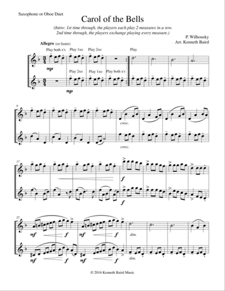 Carol of the Bells Carol of the Bells Woodwind Ensemble scores gallery preview page 1