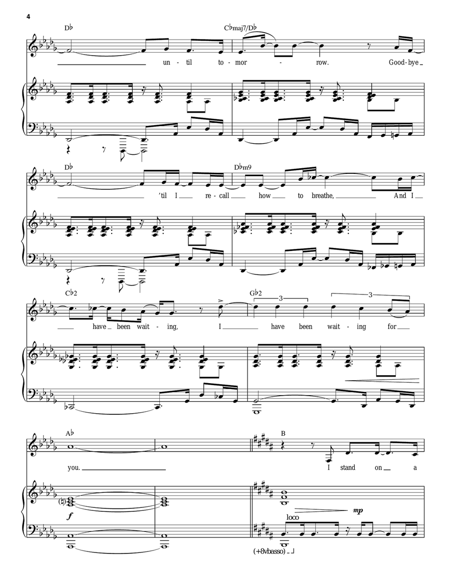 Goodbye Until Tomorrow (from The Last 5 Years) Piano, Vocal, Guitar scores gallery preview page 4